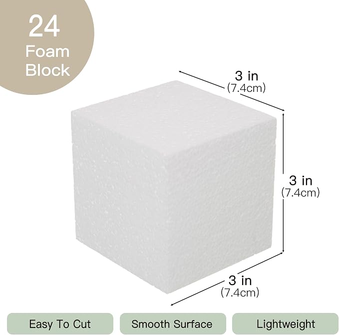 Crafare 2x2x2 Inch Foam Square Blocks 24Pack Mini Square Cubes - Image 2