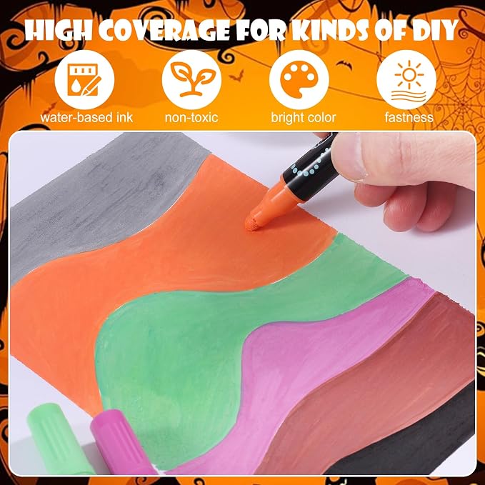 12 Colors Waterproof Dual Tip Acrylic Paint Pens, Dot & Fine Tip Premium - Image 3