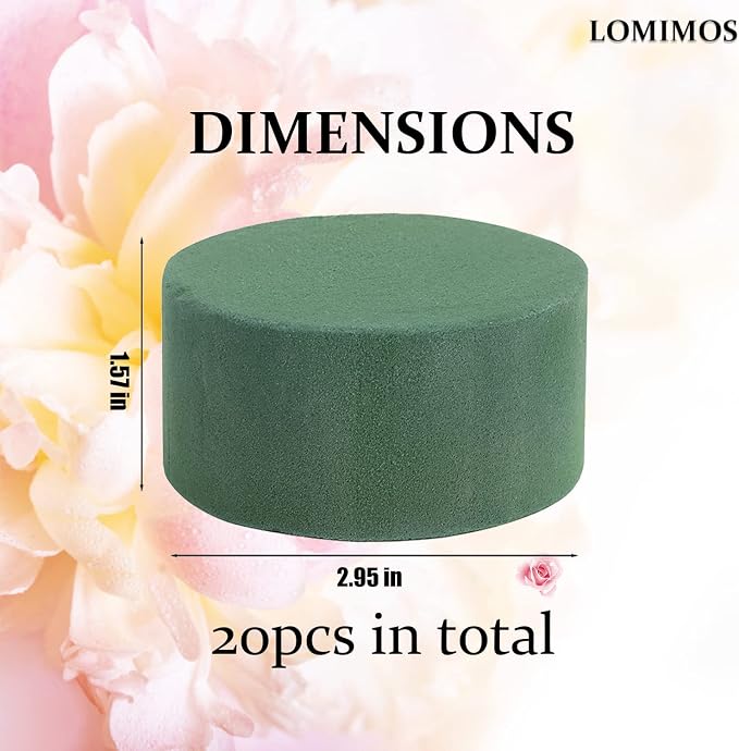 LOMIMOS 20PCS 3''Round Floral Foam Bricks, Wet Florist Floral Foam Block Flower - Image 2