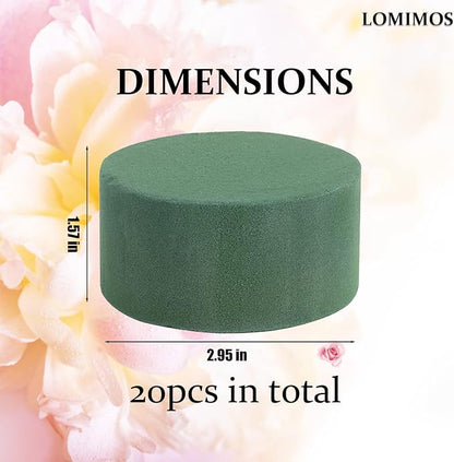 LOMIMOS 20PCS 3''Round Floral Foam Bricks, Wet Florist Floral Foam Block Flower - Image 2