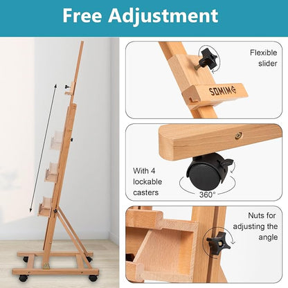 H-Frame Studio Easel, Beechwood Artist Easel - Image 5