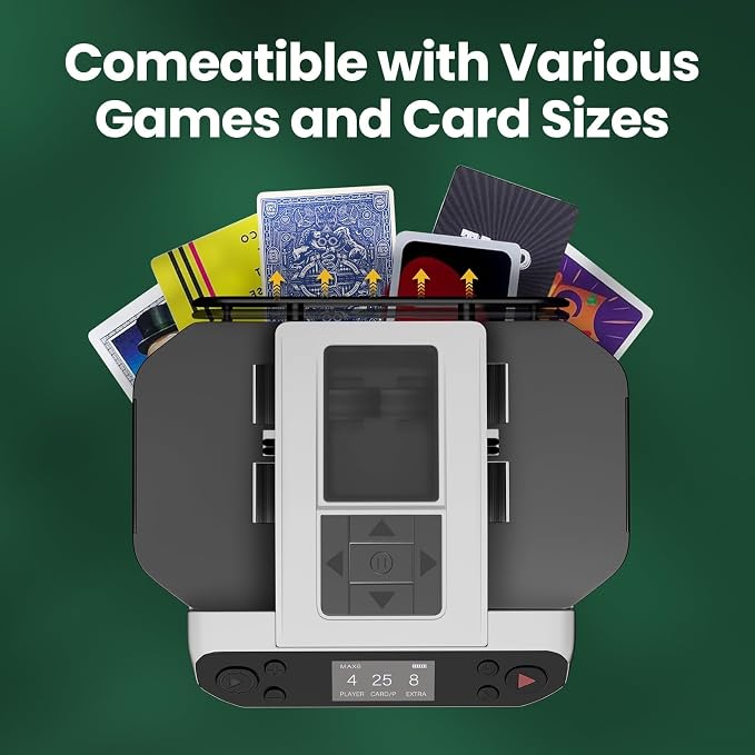 Automatic Card shuffler and Dealer 2-in-1 Machine 2025, 1-12 Player, Rotatable - Image 3
