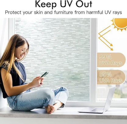 Haton Window Privacy Film, Frosted Glass Static Cling Sun Heat Blocking Window - Image 3