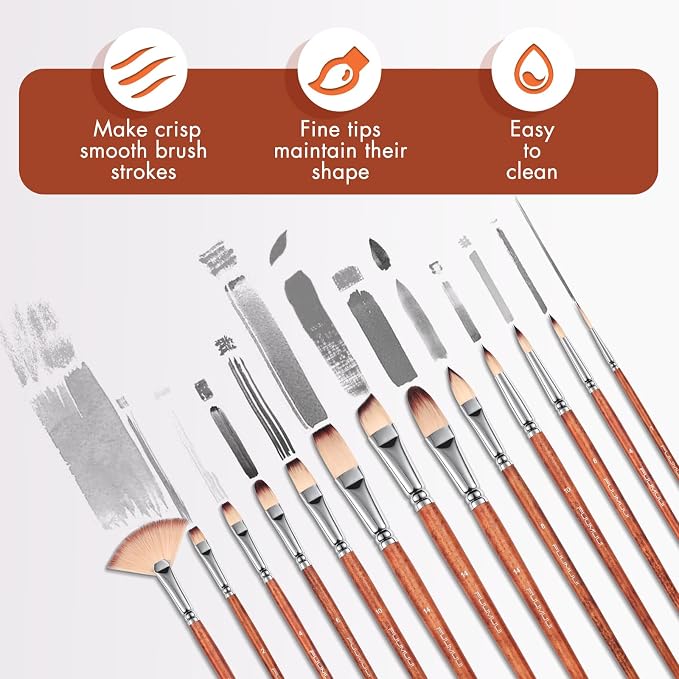 26pcs Paint Brush Set, Fuumuui Professional Acrylic Paint Brushes Complete - Image 4