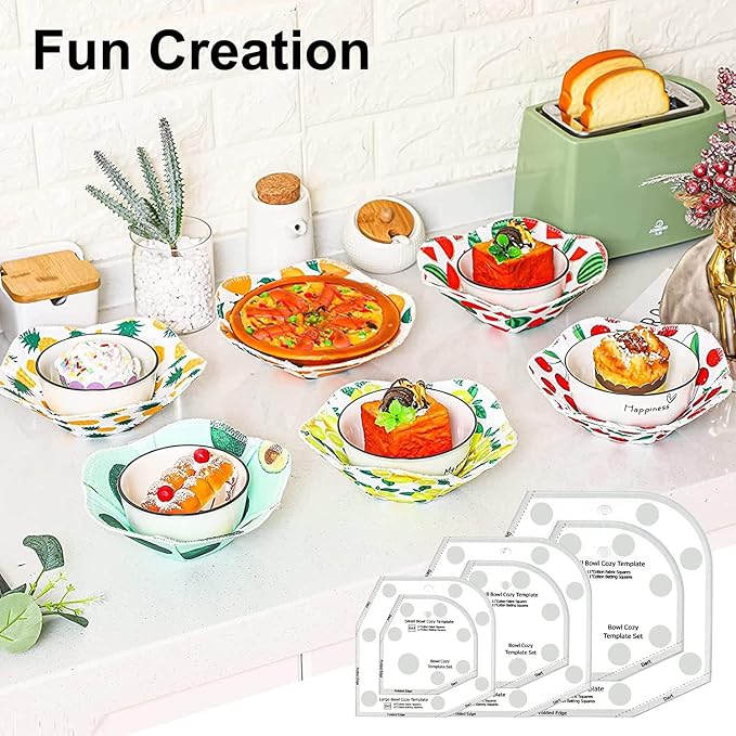 Bowl Cozy Template Cutting Ruler Set, DIY Kitchen Art Craft Acrylic Stencil Cut - Image 6