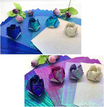 STOBOK 100pcs Shiny Origami Paper Iridescent Paper Square Shiny Folding by STOBOK