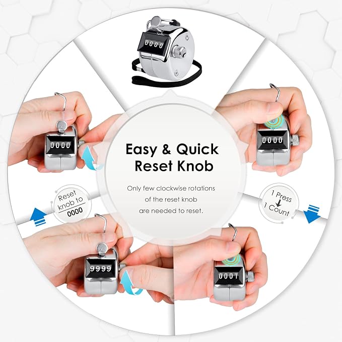 KTRIO Metal Handheld Tally Counter, 4-Digit Number Clicker Counter, Hand - Image 6