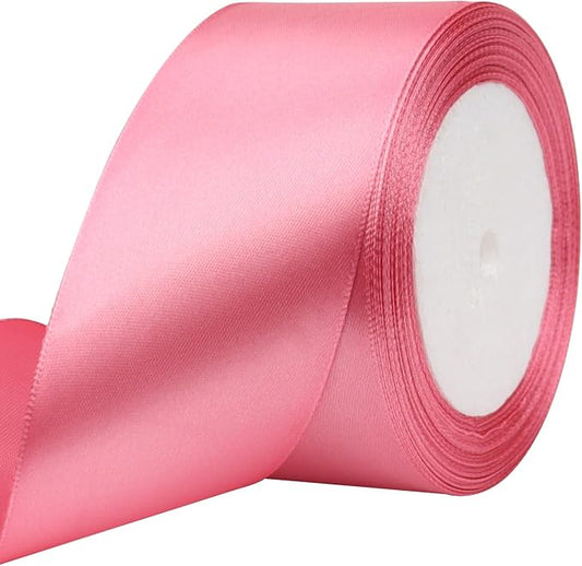 Rose Gold Solid Satin Ribbon 2 Inch 25 Yards Solid Polyester Fabric Ribbon by Riunbb