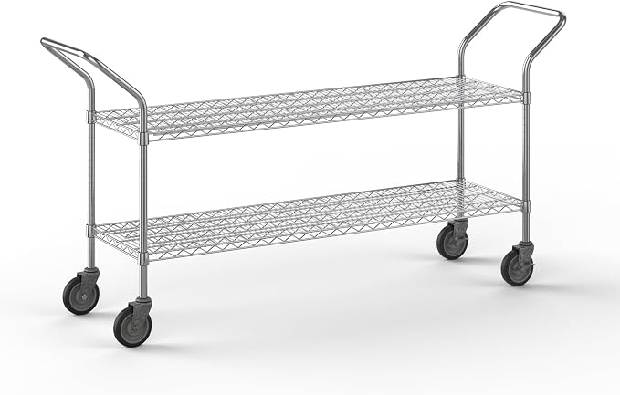 18" W x 60" L x 36" H Chrome Heavy Duty Utility Cart | 2-Tier | NSF Commercial by Regal+Altair