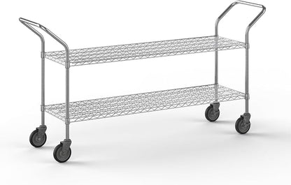 18" W x 60" L x 36" H Chrome Heavy Duty Utility Cart | 2-Tier | NSF Commercial by Regal+Altair