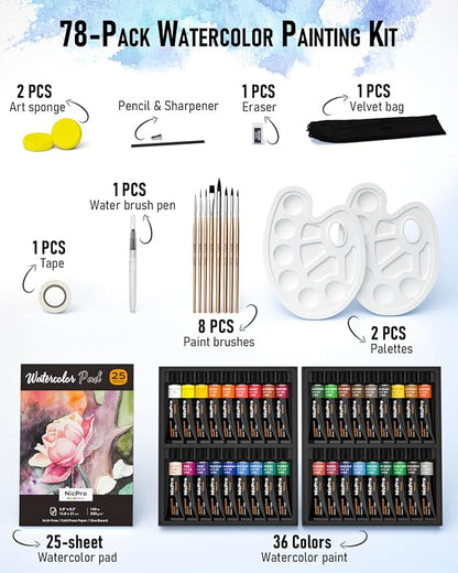 Nicpro 78PCS Watercolor Paint Set - Image 2