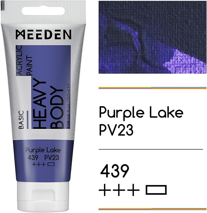 MEEDEN Acrylic Paint Purple Lake: 100ml/3.38oz Heavy Body Acrylic Paint Tube - Image 2