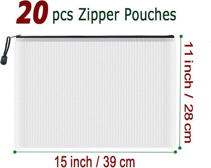 AUSTARK 20 Pcs Zipper File Bags, Plastic Mesh Pouch, Board Game Storage - Image 2
