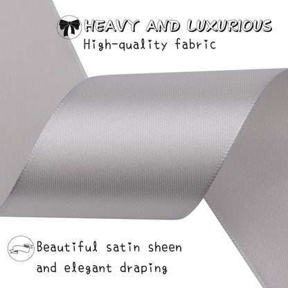 Gray Solid Satin Ribbon 2 Inch 25 Yards Solid Polyester Fabric Ribbon - Image 4