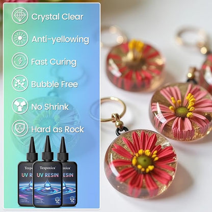 Texpoxica UV Resin 500g-Upgraded UV Resin Kit, Hard Type Crystal Clear Fast - Image 2