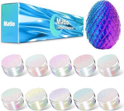 Matio Chameleon Mica Powder, 10 * 5g White Chrome Powder, Pearlescent Effect by Matio