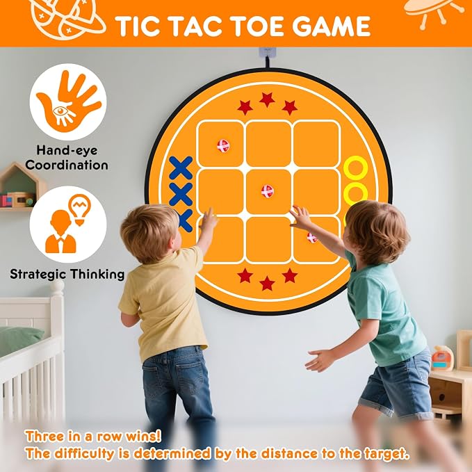 3-in-1 Dart Board for Kids and Adults, Sticky Tic Tac Toe Dart Game for Indoor - Image 4