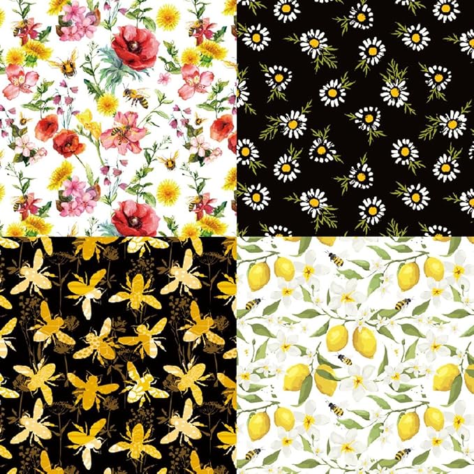 Honey Bee Pattern Paper Pack Yellow Black And Gray 24 Sheets Decorative - Image 5