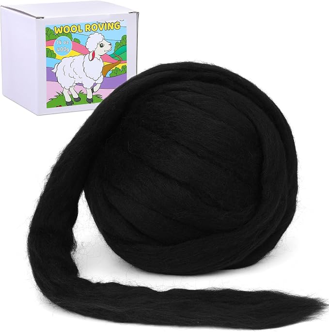 QMNNMA Wool Roving 0.88 lb, Colored Natural Wool Roving by Qmnnma