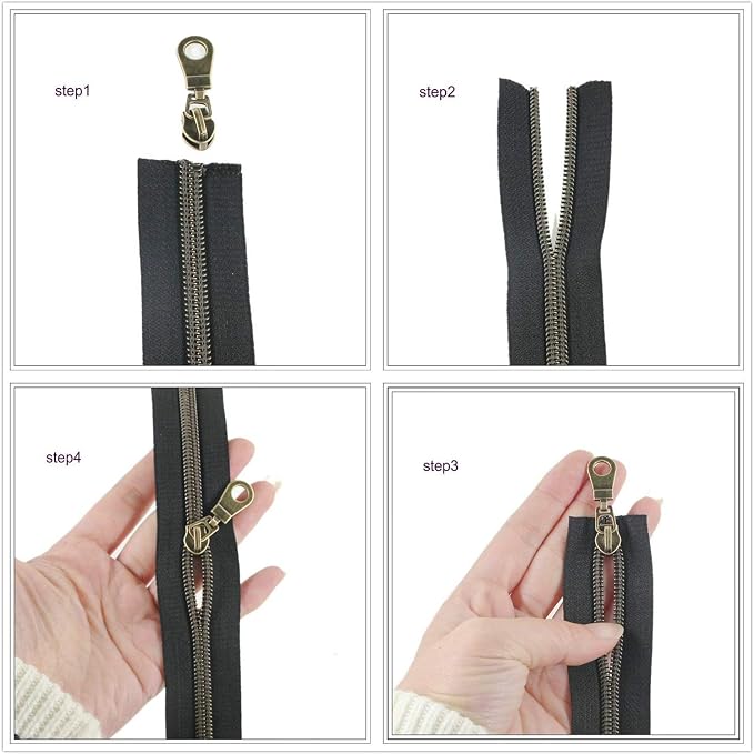 Leekayer #5 Metallic Nylon Coil Zippers by The Yard Rainbow Teeth Zipper Bulk - Image 3