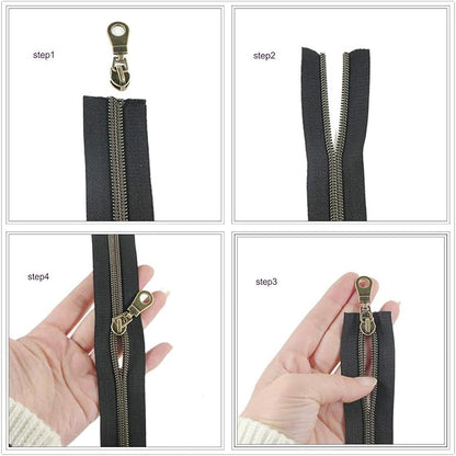 Leekayer #5 Metallic Nylon Coil Zippers by The Yard Rainbow Teeth Zipper Bulk - Image 3