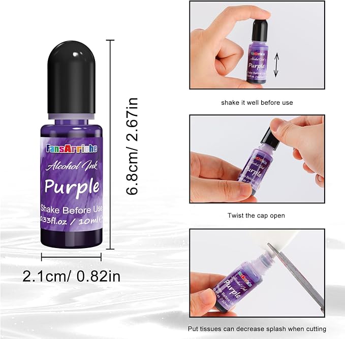FansArriche Alcohol Inks for Resin, 16 Colors High Concentrated Alcohol Ink Set - Image 4
