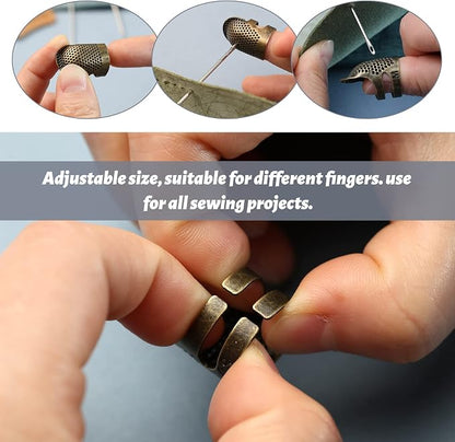 8 Pcs Hand-Working Sewing Thimble, Adjustable Metal Finger Protectors - Image 5