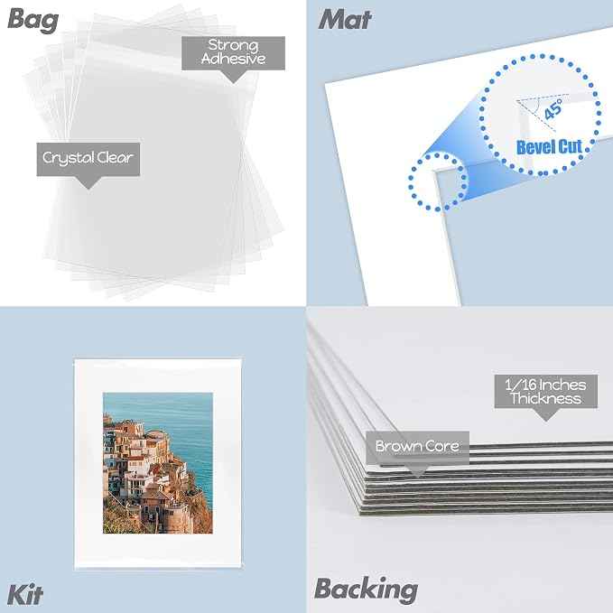 Mat Board Center, 16x20 for 11x14 White Picture Mat Sets - Image 4