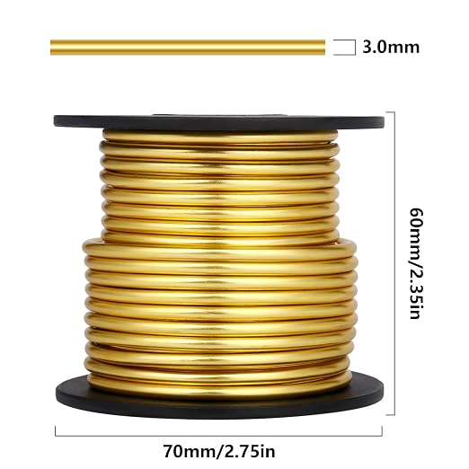 Aluminum Craft Wire, 32.8 Feet 3.0 mm/ 8 Gauge Gold Bendable Soft Metal - Image 3