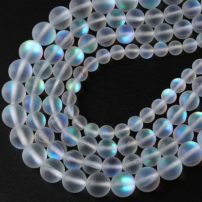 90PCS 8MM Aurora Moonstone Crystal Glass Beads Gem Round Loose Beads - Image 2