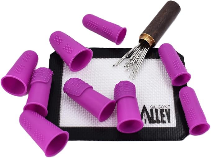 FLEX Thimbles | 9-Pack | 3X-Thick THIK-TIP Medium + Standard Purple Finger - Image 3