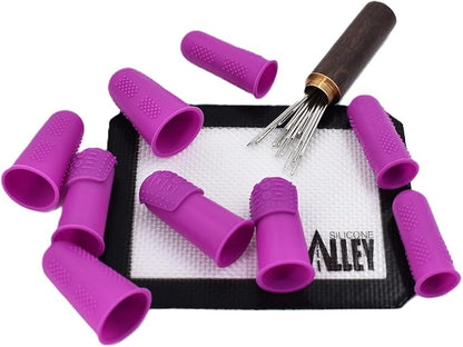 FLEX Thimbles | 9-Pack | 3X-Thick THIK-TIP Medium + Standard Purple Finger - Image 3