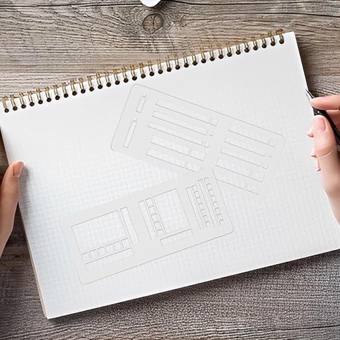 3PCS Planner Stencils Templates Set, Handmade Flexible Record Template - Image 6