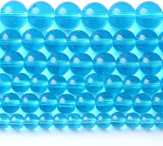 6MM Lake Blue Glass Beads Natural Gemstone Round Loose Stone Beads by Unknown