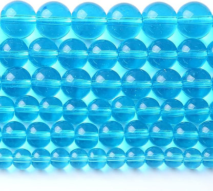 6MM Lake Blue Glass Beads Natural Gemstone Round Loose Stone Beads by Unknown
