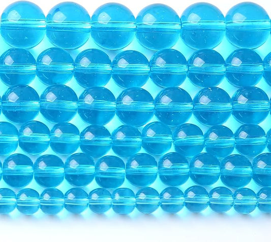 4MM Lake Blue Glass Beads Natural Gemstone Round Loose Stone Beads by Unknown