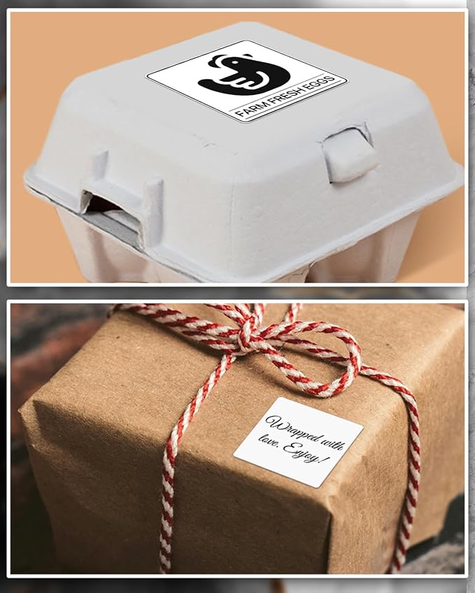 iEager White Square Thermal Label Stickers, 500 Sheets/Roll - Image 7