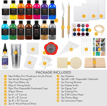 Nicpro 14 Colors 8.45oz Acrylic Pouring Paint Kit, Large Volume Premixed High - Image 4