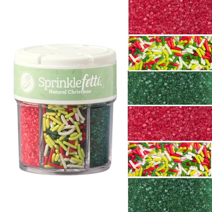 Sweets Indeed Dye Free Christmas Sprinkles – 2.75 oz 6-Cell Holiday Jar | Red by SweetsIndeed