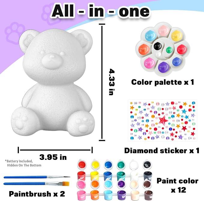 FUNZBO Paint Your Own Bear Lamp Kit - Image 2