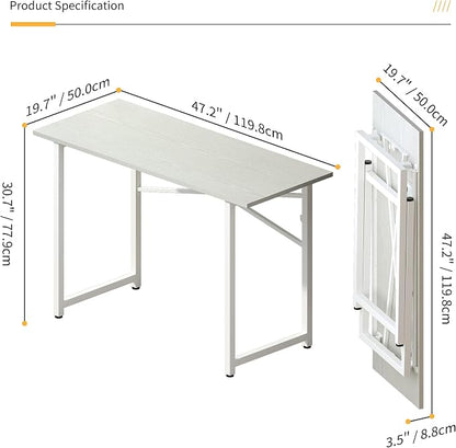 Folding Desk 47 inch No Assembly Required Home Office Table, Writing Gaming - Image 3