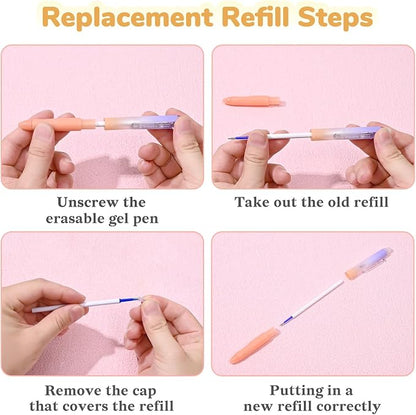 Temiary 4 Pcs Erasable Gel Pens & 10 Pcs Refills, Retractable Ink Pen - Image 4