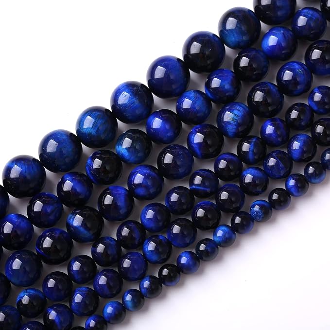 Natural Stone Lapis Blue Tiger Eye Beads Round Loose Spacer Beads - Image 2