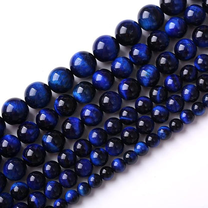 Natural Stone Lapis Blue Tiger Eye Beads Round Loose Spacer Beads - Image 2
