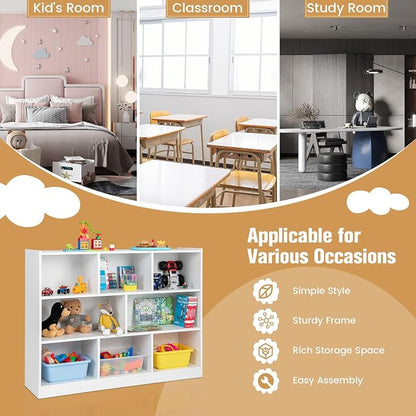 KOTEK Toy Storage Organizer, 8 Cubby Kids Bookshelf, Wooden 4-Tier Bookcase - Image 9