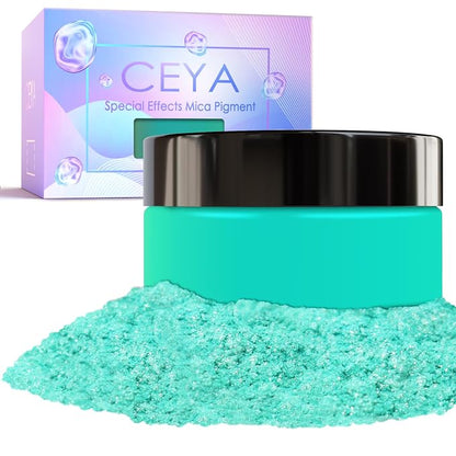 Ceya Highly Interference Mica Powder, 1.8oz/ 50g Mint Green Chrome Nail Powder by CEYA