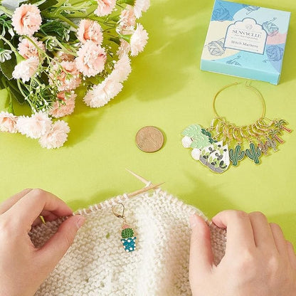 SUNNYCLUE 1 Box 20Pcs Stitch Markers Cute Lobster Clasp Charms Green Plants - Image 3