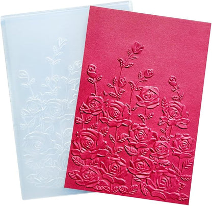 NZJ 3D Texured Spring Flower Rose Bloom Plastic Embossing Folders by NZJ