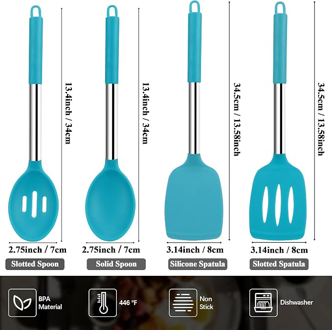 Silicone Spatula Spoon Set, BPA Free Kitchen Turners - Image 7