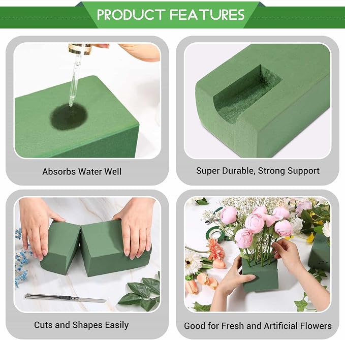 6 Pcs Floral Foam Blocks for Flower Arrangement Wet and Dry Green Floral Foam - Image 4